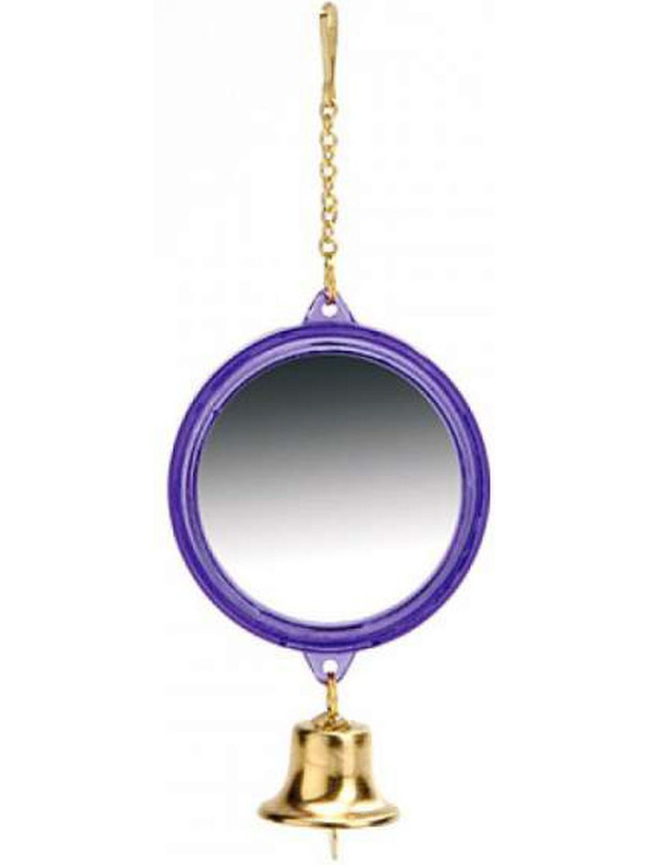 Зеркальце для птиц Beeztees, круглое с колокольчиком, пластик, 5.5x8см, в ассортименте