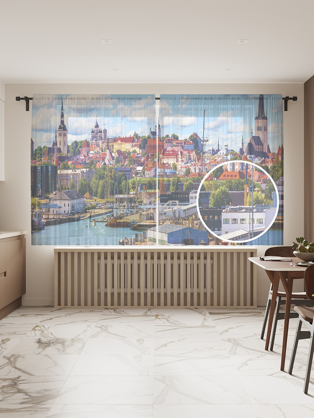 

Фототюль JoyArty "Городской порт", 145x180 см (2 полотна со шторной лентой + 50 крючков), Городской порт