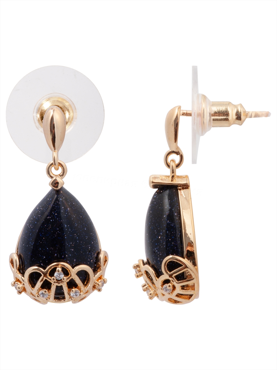 

Серьги из бижутерного сплава Lotus Jewelry 3044E-23bs, авантюрин/циркон, 3044E-23bs