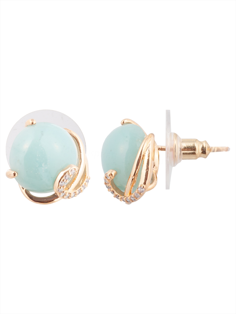 

Серьги из бижутерного сплава Lotus Jewelry 3043E-07a, амазонит/циркон, 3043E-07a