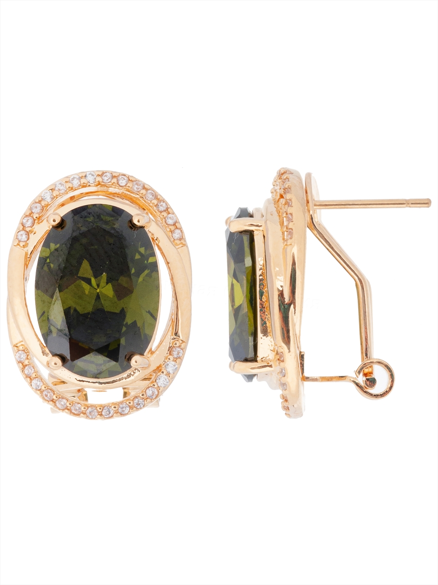 

Серьги из бижутерного сплава Lotus Jewelry 3043E-21pd, перидот/циркон, 3043E-21pd