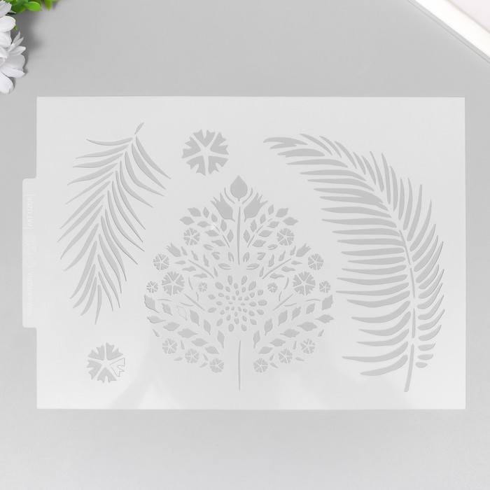 

Трафарет пластик "Листья" 21х29,7 см, Белый