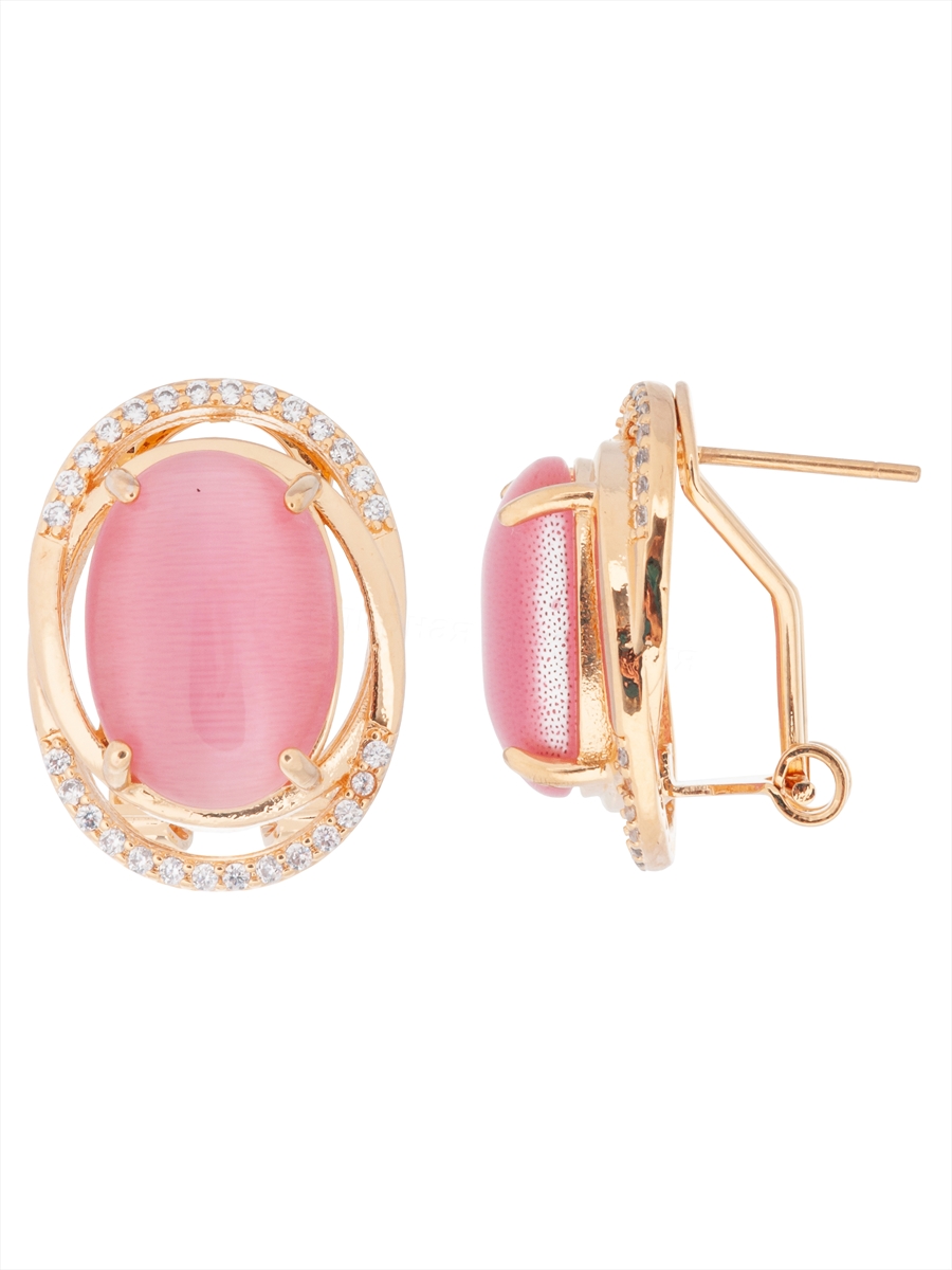 

Серьги из бижутерного сплава Lotus Jewelry 3043E-21CA, кошачий глаз/циркон, 3043E-21CA