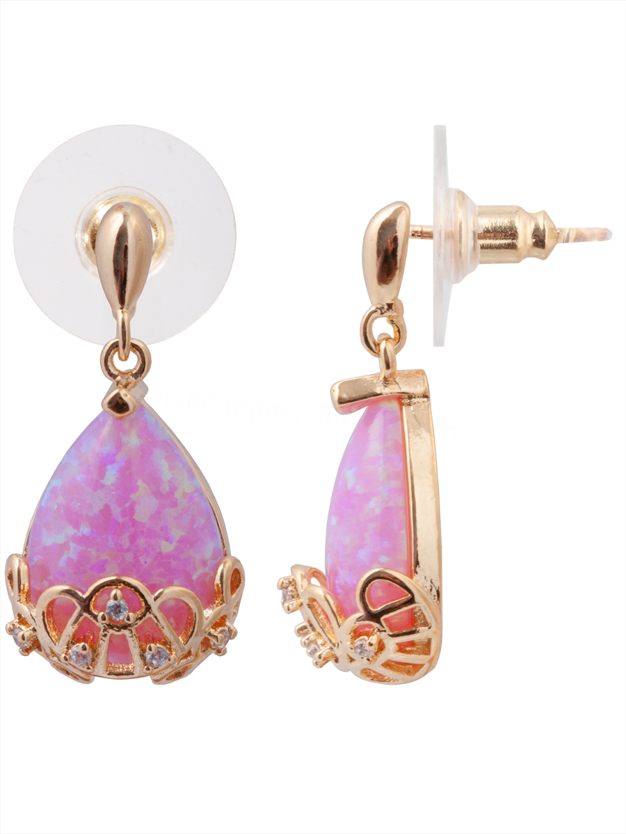 

Серьги из бижутерного сплава Lotus Jewelry 3044E-23OJK10, опал/циркон, 3044E-23OJK10