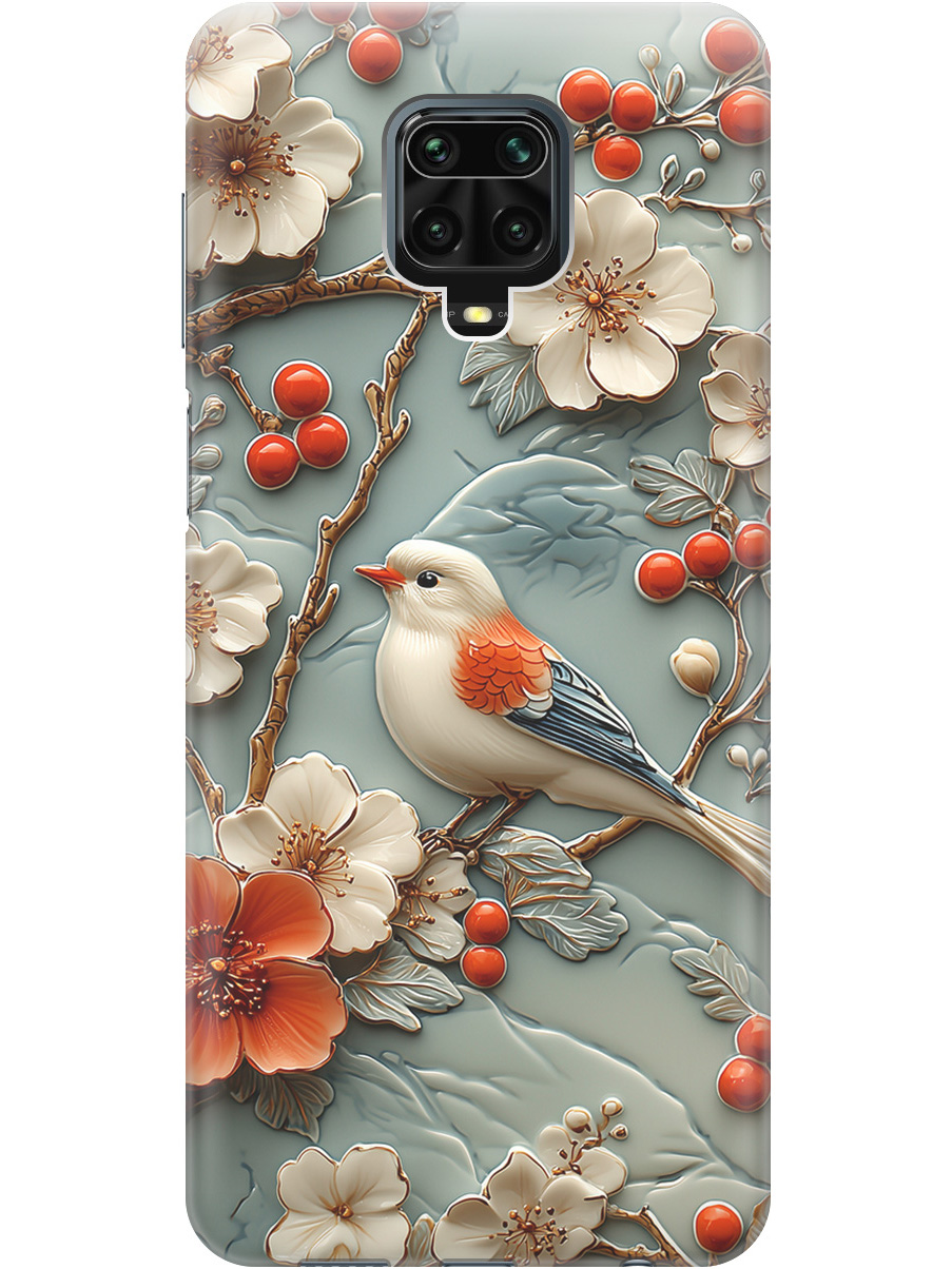 

Силиконовый чехол на Xiaomi Redmi Note 9s / Note 9 Pro с принтом "Птичка и рябина", Прозрачный;белый;красный, 722942123