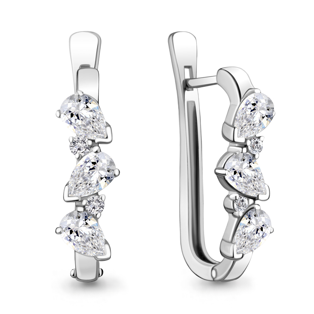 

Серьги из серебра с фианитом Aquamarine 48218А_925_р, 48218А_925_р