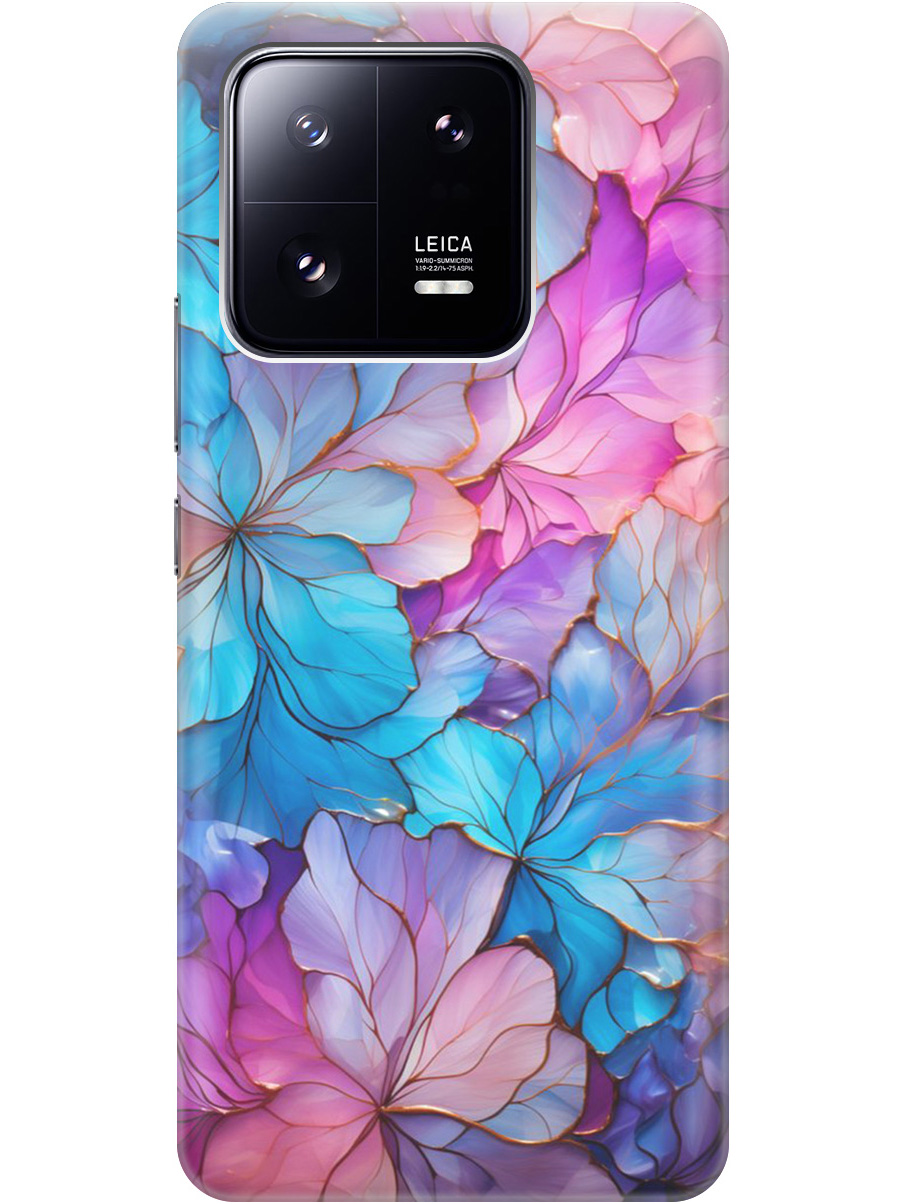 

Силиконовый чехол на Xiaomi 13 Pro с рисунком "Цветочный витраж", Голубой;розовый, 20000268