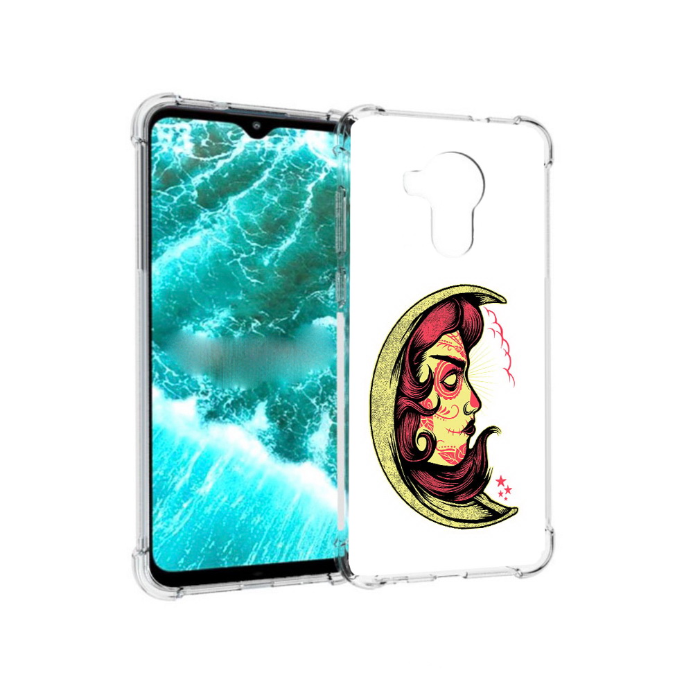 

Чехол MyPads Tocco для Nokia C30 желтый полумесяц с лицом девушки (PT227054.117.346), Прозрачный, Tocco