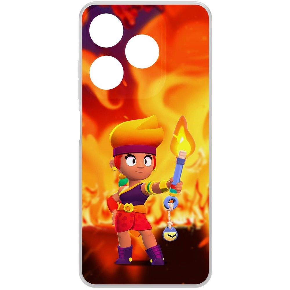

Чехол-накладка Krutoff Clear Case Brawl Stars-Амбер для Tecno Spark 10, Прозрачный