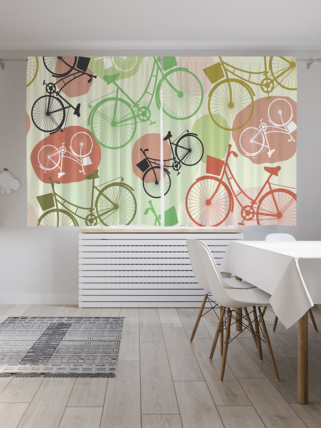 фото Классические шторы joyarty "велосипедное приключение", oxford delux, 2 полотна 145x180 см