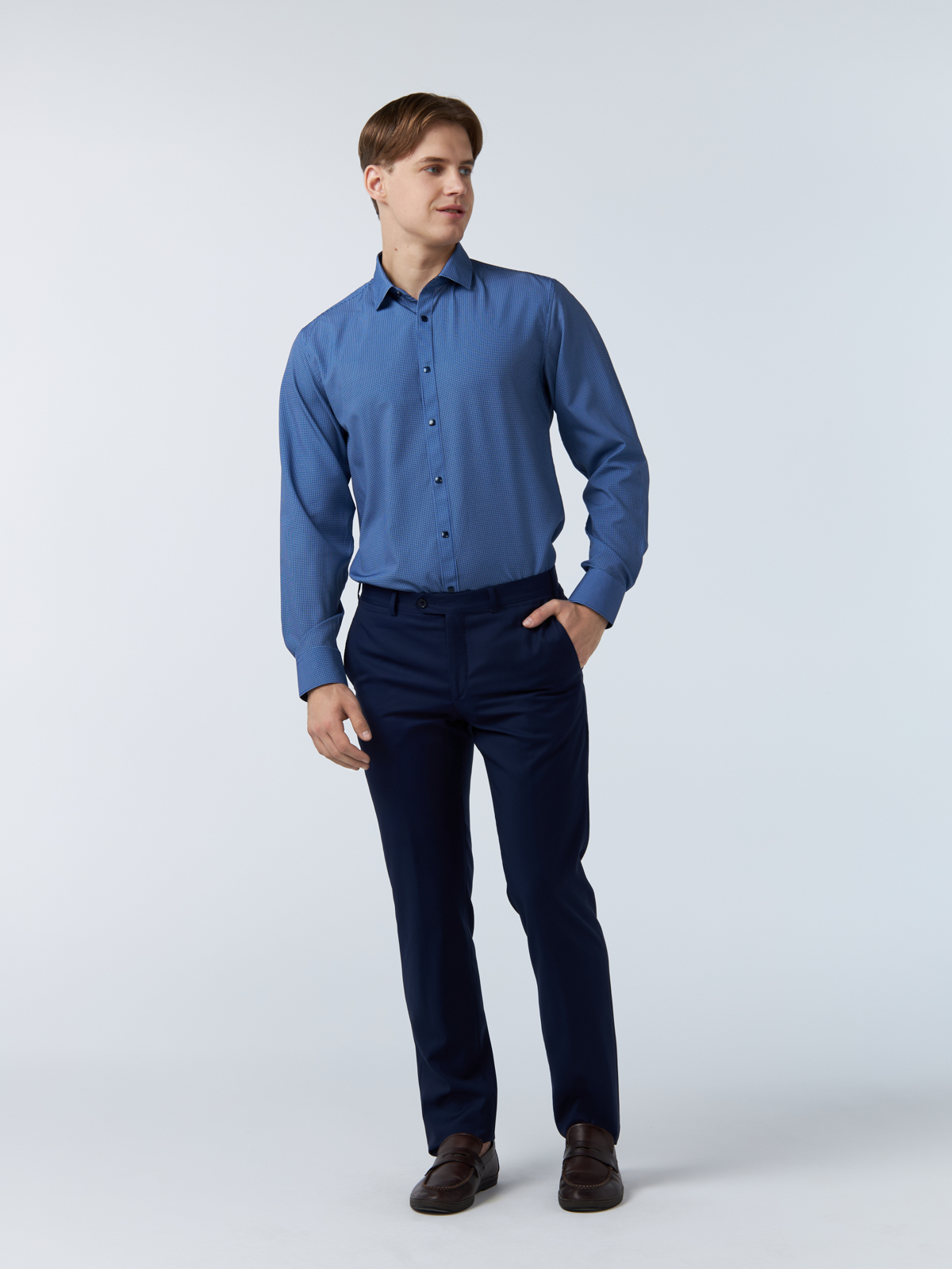 Рубашка мужская Westhero 9-675-56 синяя S
