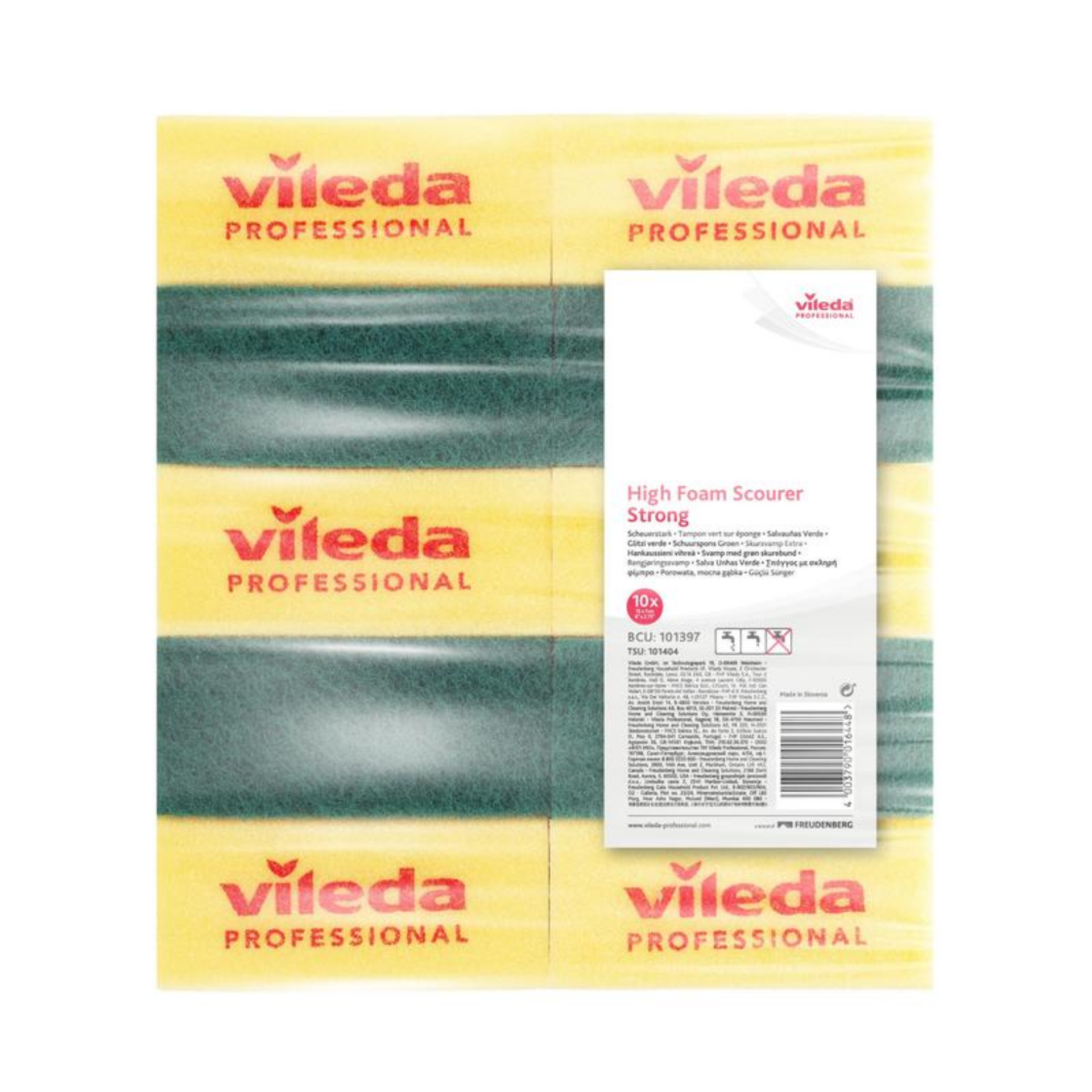 

Губка Vileda средней жесткости 7х15 см, 10 шт, Желтый, Vileda Professional