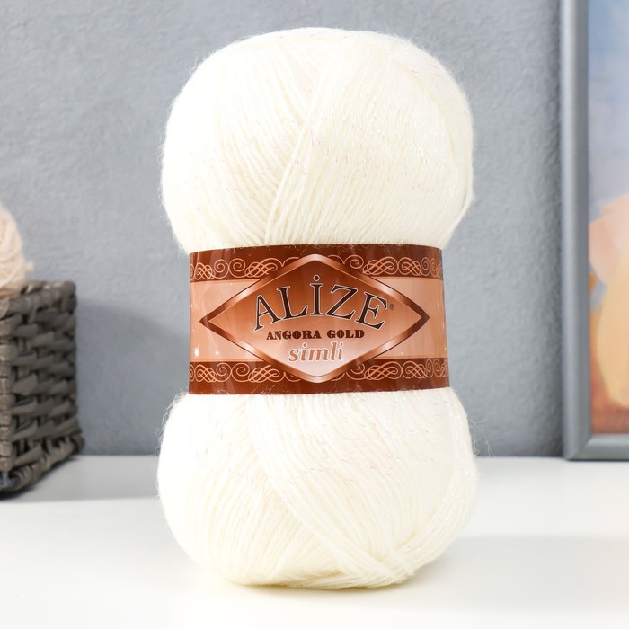

Пряжа Angora Gold Simli 75% акрил, 20% шерсть, 5% металлик 500м/100гр 450, Белый