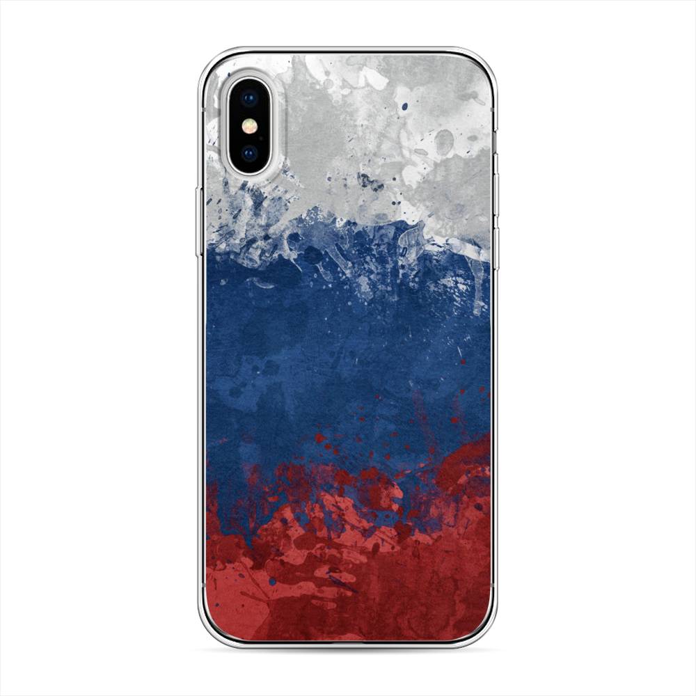 фото Силиконовый чехол "флаг россии неровный" на apple iphone xs (10s) awog