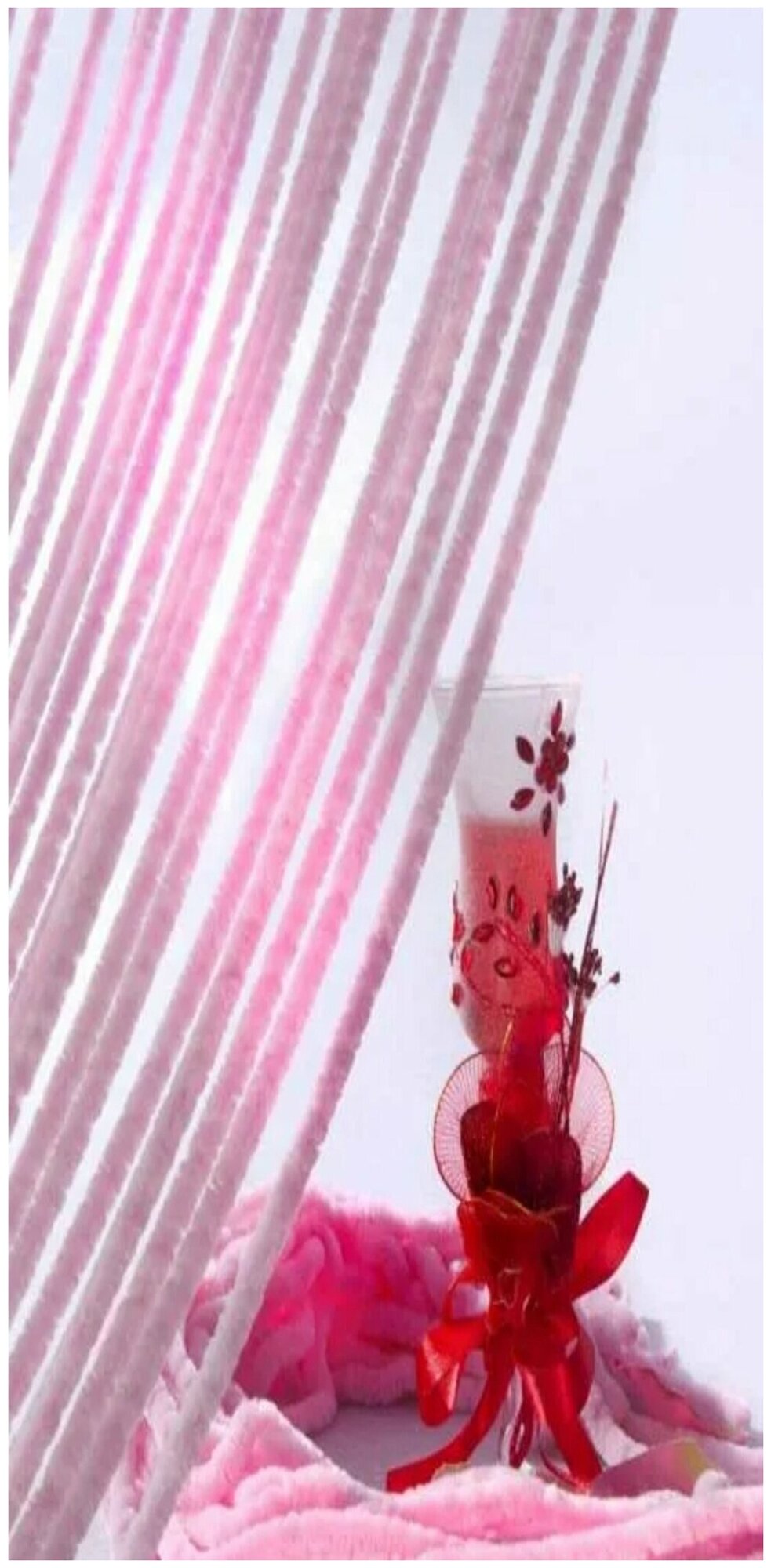Нитяная штора HomeDeco Шенилл, 90x200 см, розовый