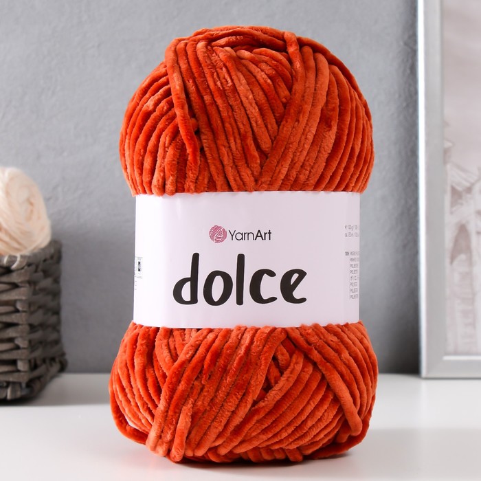 

Пряжа Dolce 100% микрополиэстер 120м/100гр 793 терракотовый, Красный