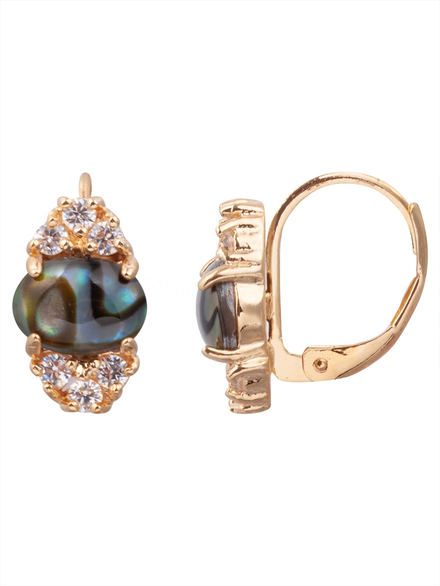

Серьги из бижутерного сплава Lotus Jewelry 39E-24AS, ракушка/циркон, 39E-24AS