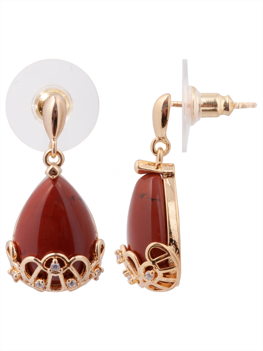 

Серьги из бижутерного сплава Lotus Jewelry 3044E-23JR, яшма/циркон, 3044E-23JR