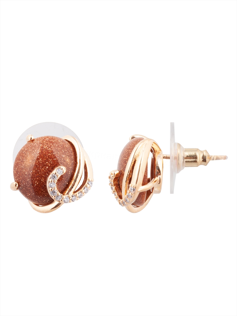 

Серьги из бижутерного сплава Lotus Jewelry 3043E-07bs, авантюрин/циркон, 3043E-07bs