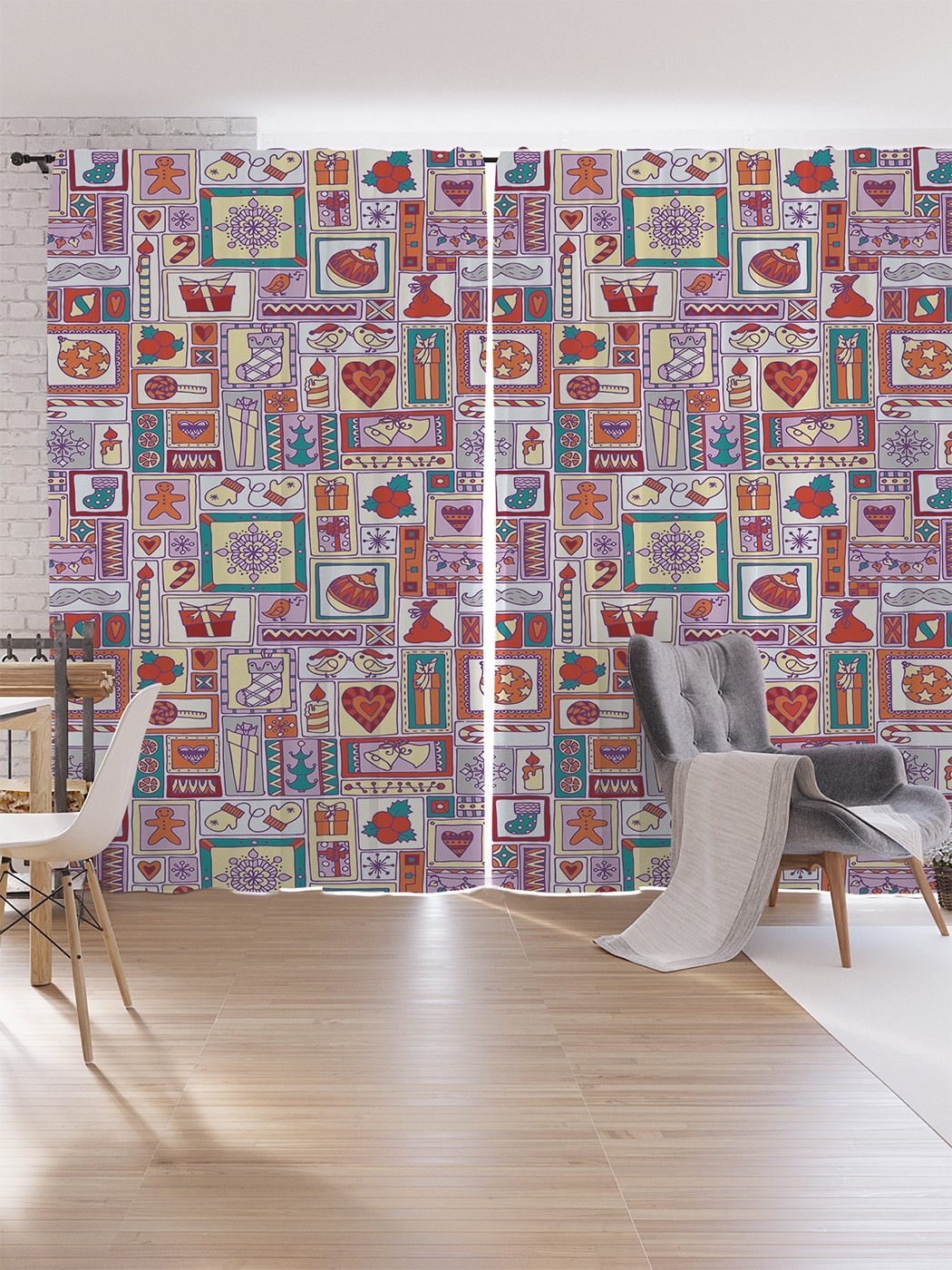 

Шторы под лён JoyArty "Рождественские зарисовки", серия Oxford DeLux, 340х265 см, Рождественские зарисовки