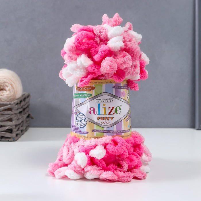 

Пряжа Puffy color 100 % микрополиэстер 9м/100г 6383, Розовый