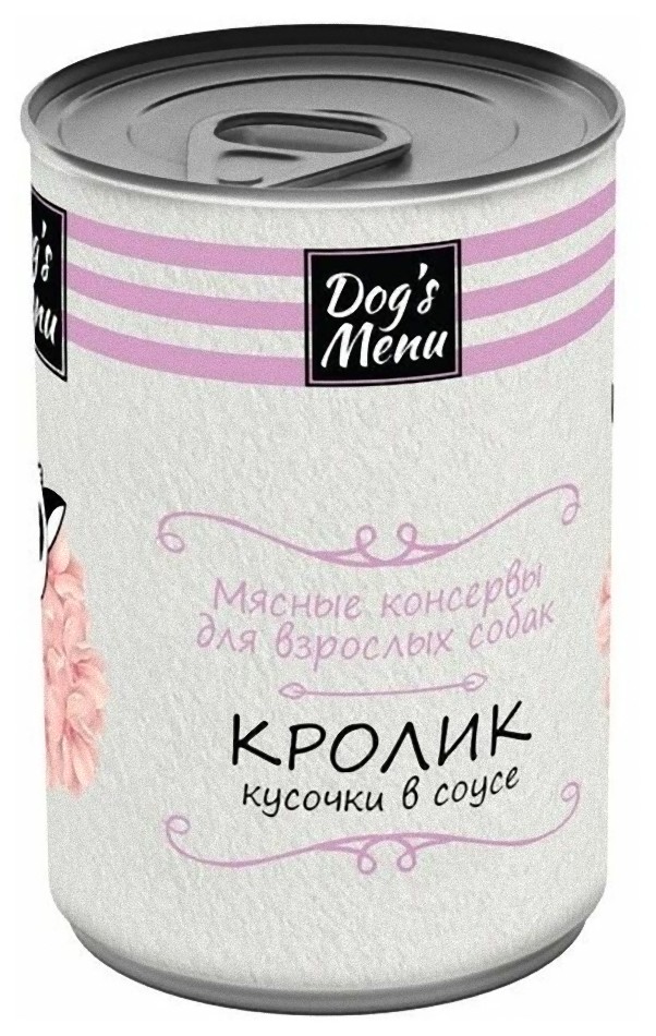 фото Консервы для собак dog`s menu dogs menu кусочки в соусе, кролик, 12шт по 340 г