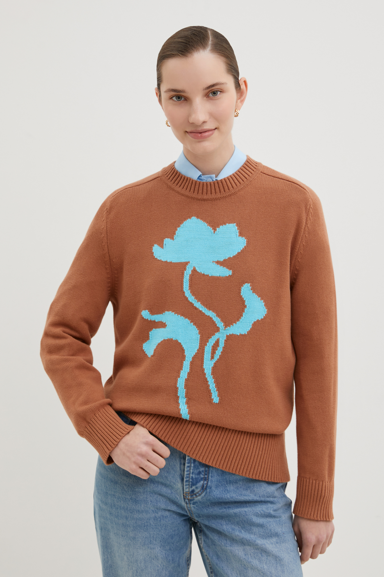 

Джемпер женский Finn Flare FBE11133 коричневый M, FBE11133