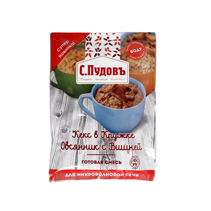 Мучная смесь С.Пудовъ кекс в кружке, овсянник с вишней, 70 г