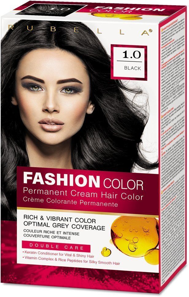 Стойкая крем-краска для волос Rubella, Fashion Color 1.0 Черный, 50 мл стойкая крем краска для волос rubella fashion color 3 0 темный шоколад 50 мл 2 шт