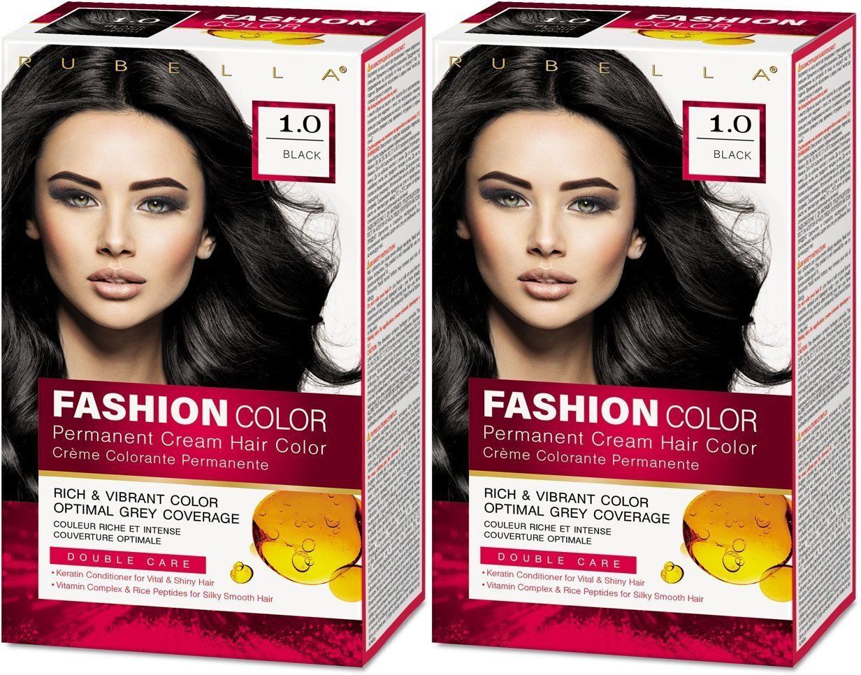 Стойкая крем-краска для волос Rubella, Fashion Color 1.0 Черный, 50 мл, 2 шт