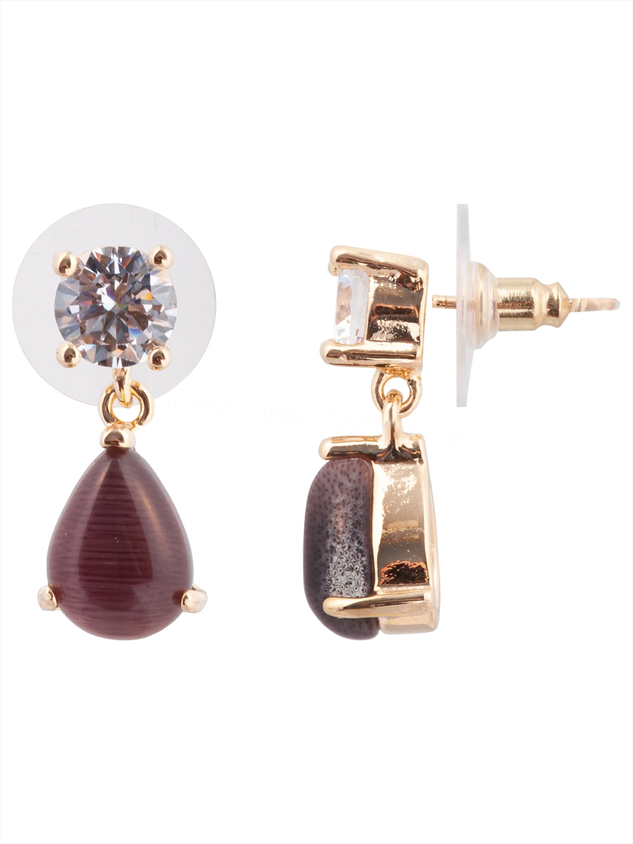 

Серьги из бижутерного сплава Lotus Jewelry 393E-40CA, кошачий глаз/циркон, 393E-40CA