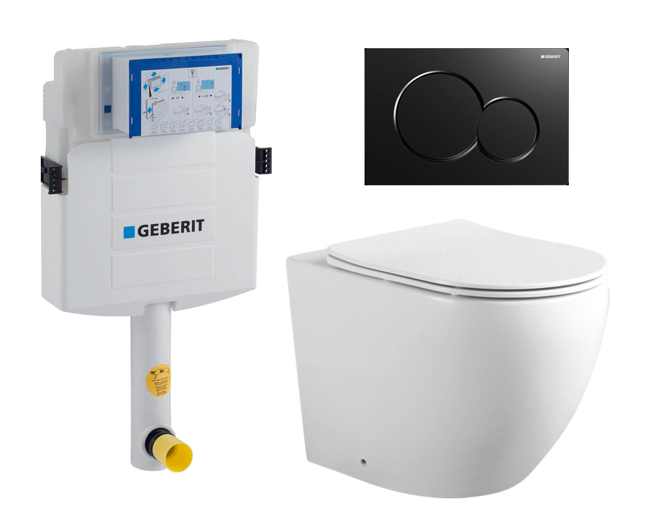 

Комплект: смывной бачок Geberit Duofix + унитаз Европа + кнопка черная, 535691