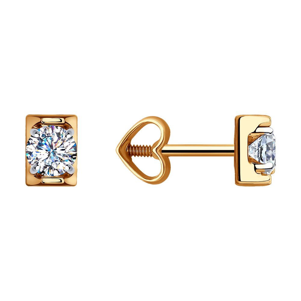 

Серьги пусеты из красного золота Diamant 51-122-00700-2, фианит, 51-122-00700-2