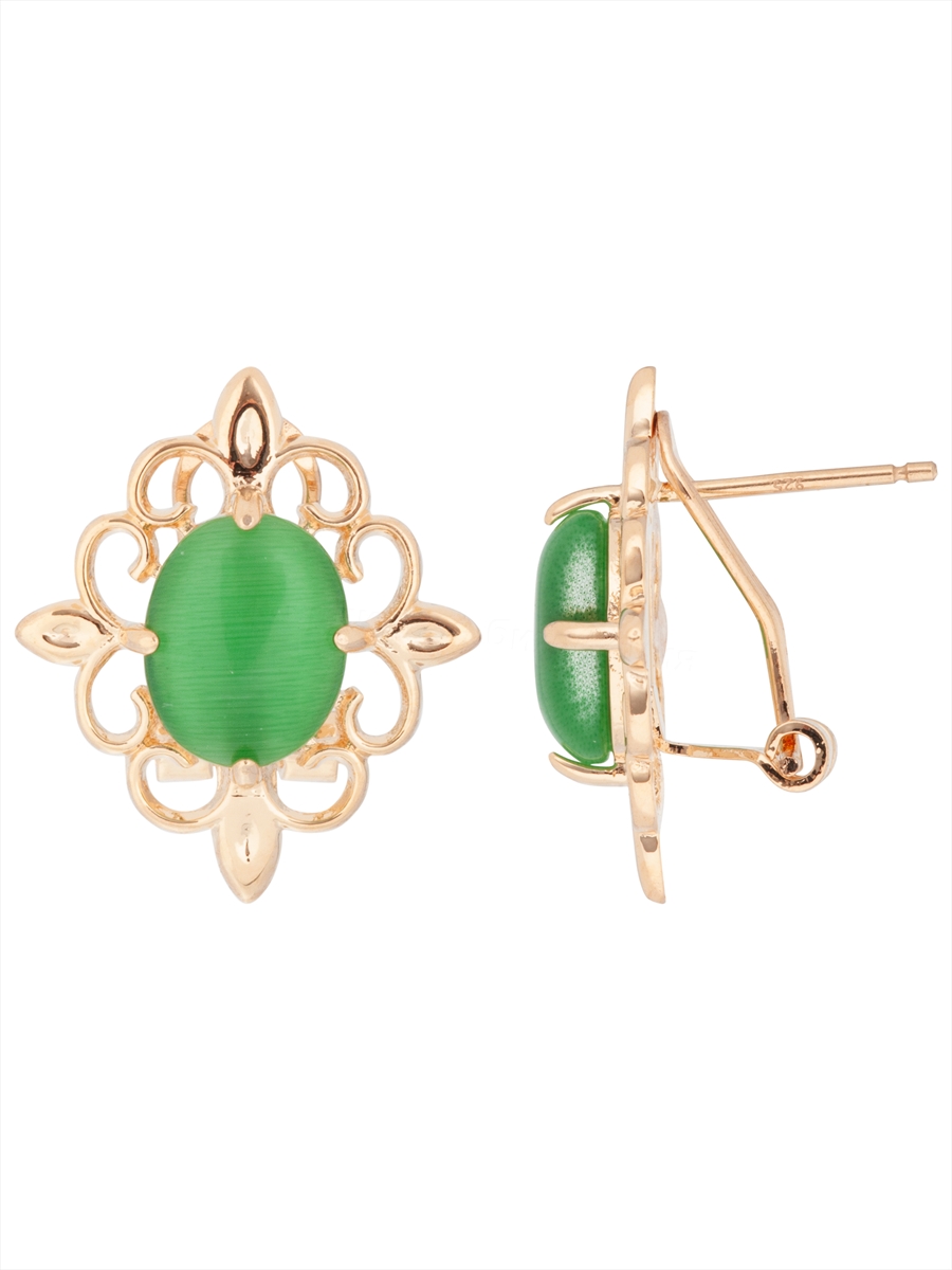 

Серьги из ювелирного сплава Lotus Jewelry 3040E-06Ca, кошачий глаз, 3040E-06Ca