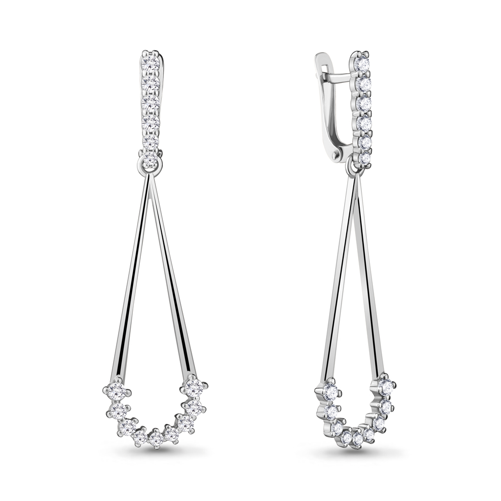 

Серьги подвески из серебра с фианитом Aquamarine 48245А_925_р, 48245А_925_р