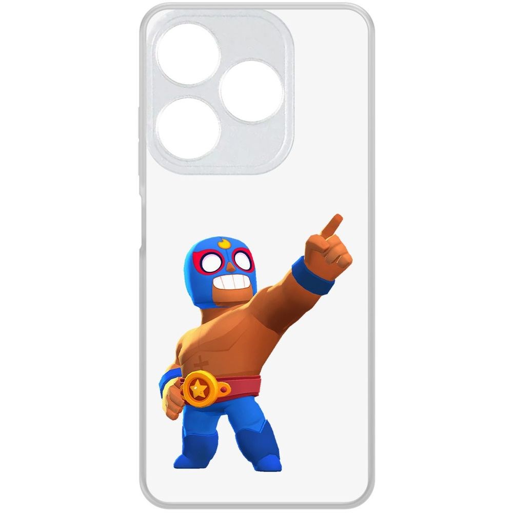 

Чехол-накладка Krutoff Clear Case Brawl Stars-Эль Примо для Tecno Spark 10C, Прозрачный