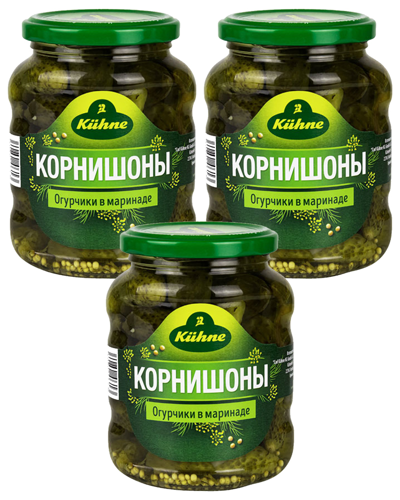 Корнишоны Kuhne в стеклянной банке 330 гр. - 3 шт