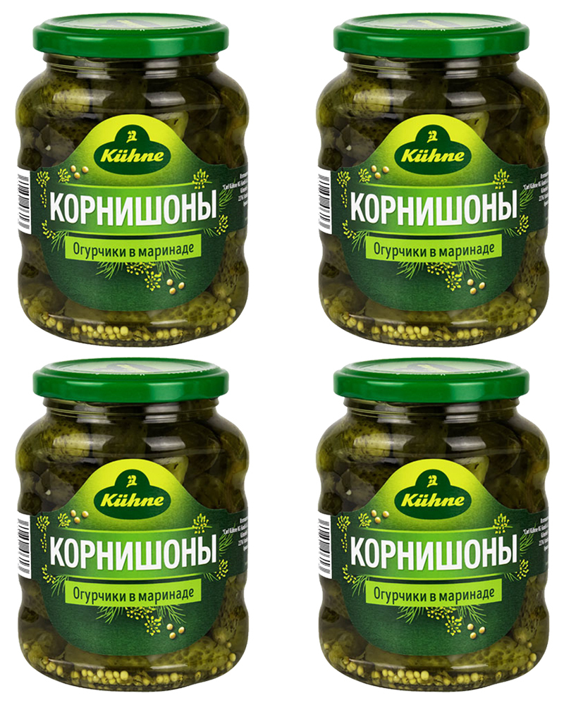 Корнишоны Kuhne в стеклянной банке 330 гр. - 4 шт