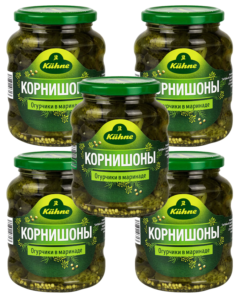 Корнишоны Kuhne в стеклянной банке 330 гр. - 5 шт