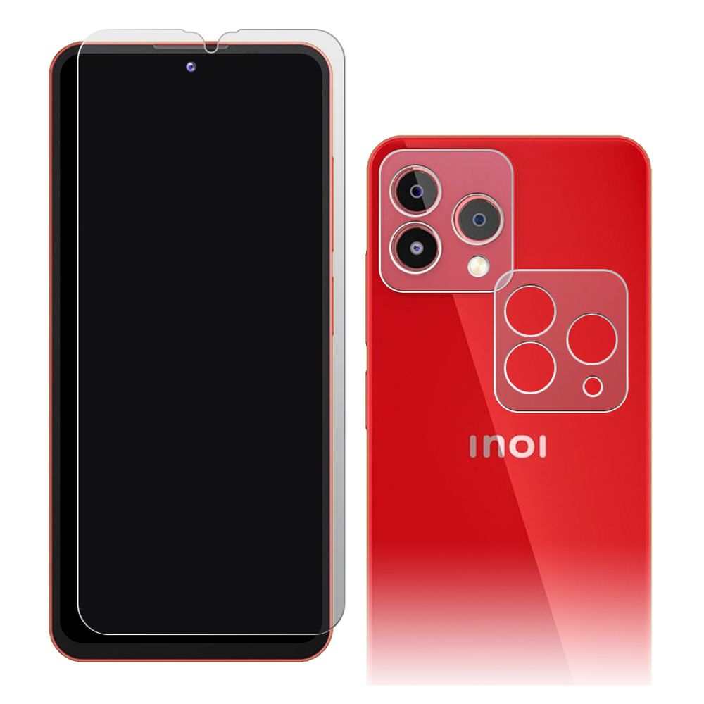 

Стекло защитное гибридное МАТОВОЕ Krutoff для INOI A72 + защита блока камер 2 шт