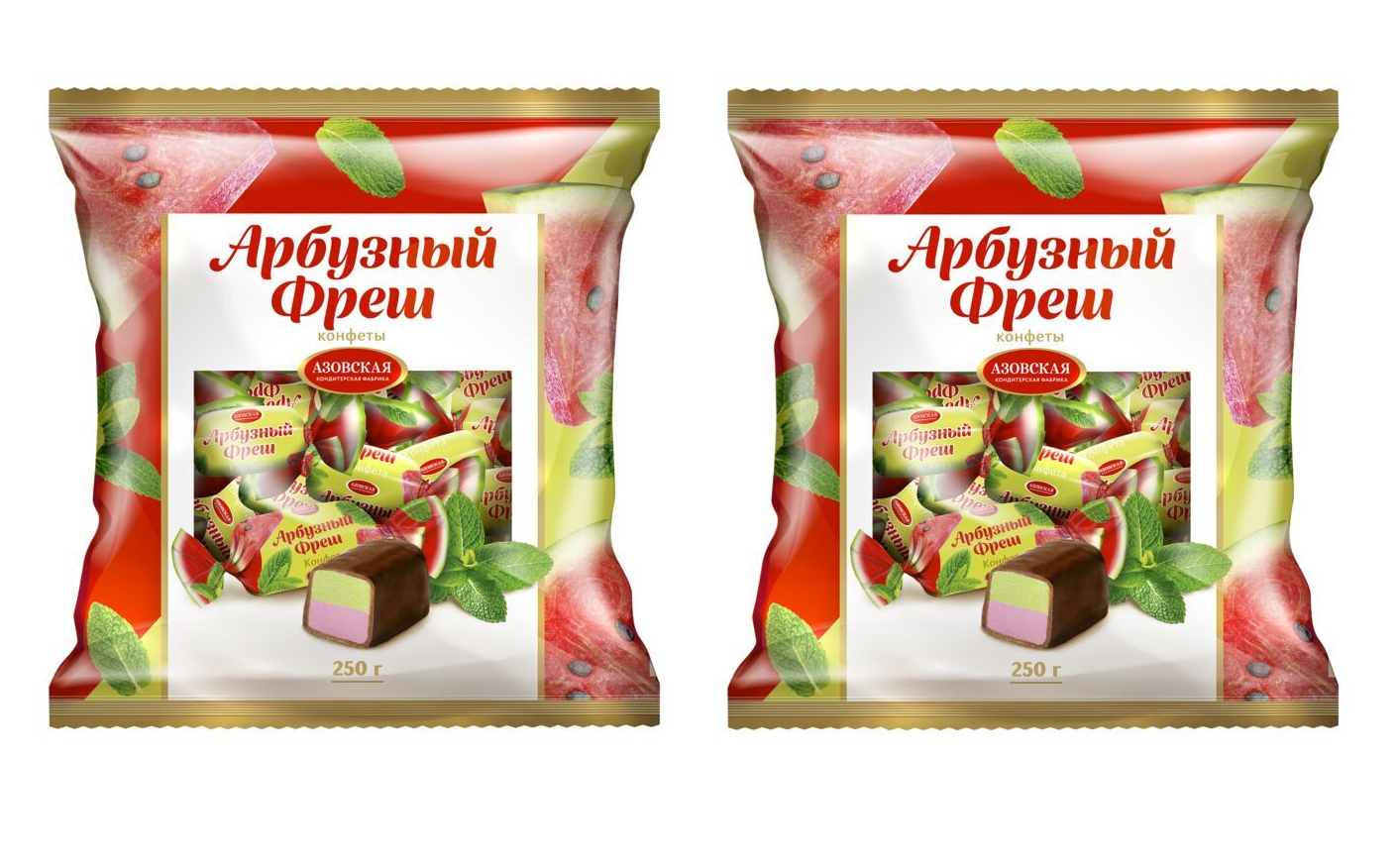 

Конфеты Азовская КФ Помадные Арбузный Фреш, 250 г х 2 шт