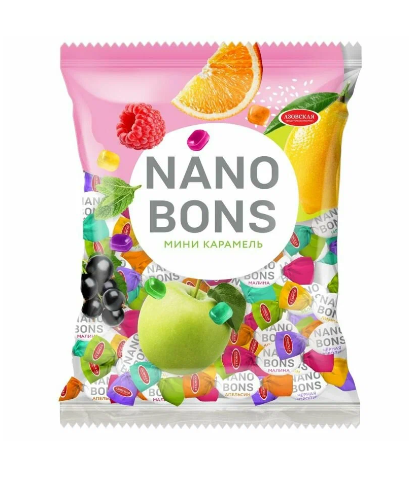 

Конфеты Азовская КФ Карамель-мини леденцовая Nanobons, 1 кг