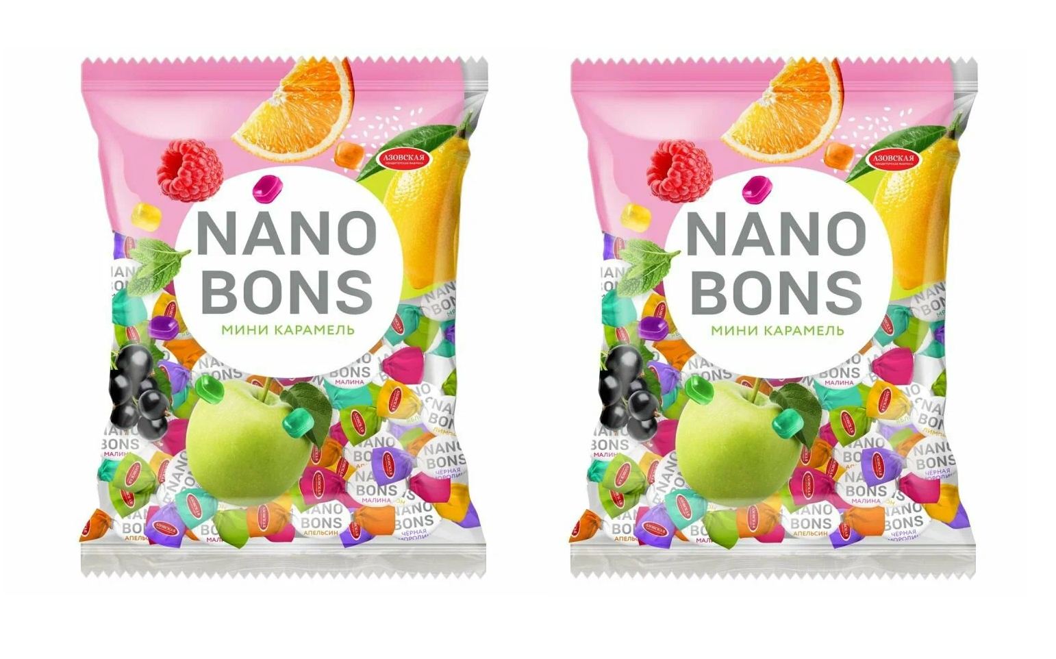 

Конфеты Азовская КФ Карамель-мини леденцовая Nanobons, 1 кг х 2 шт