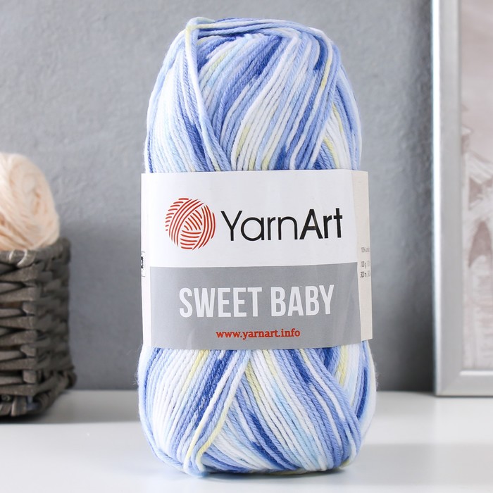 

Пряжа Sweet Baby 100% акрил 300м/100г 900 белый-синий