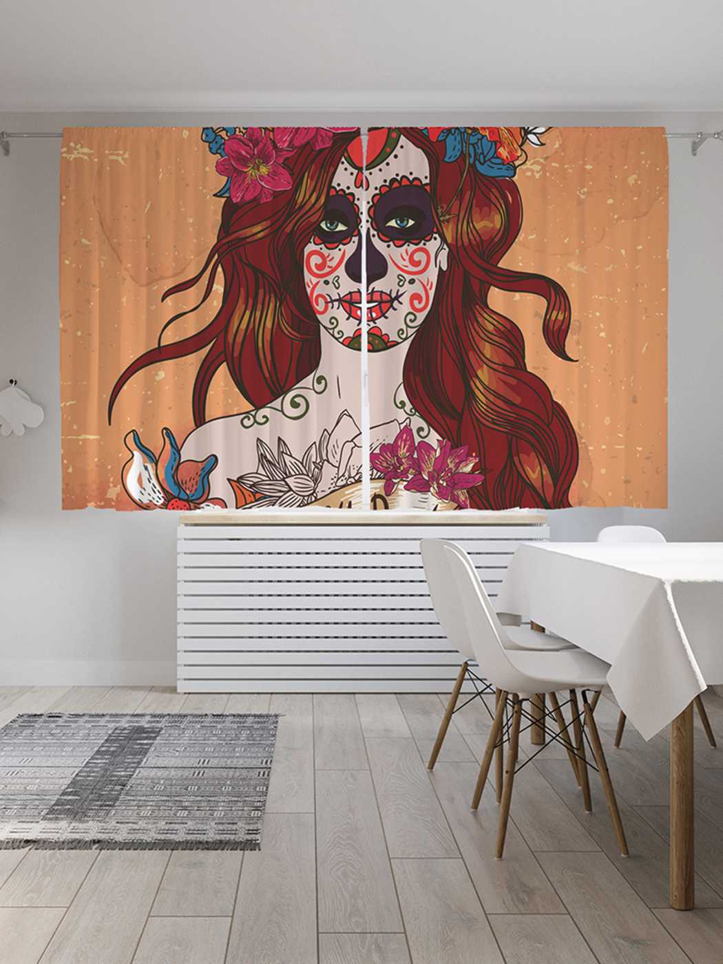 

Классические шторы JoyArty "Катрина в День мертвых", Oxford DeLux, 2 полотна 145x180 см, Катрина в День мертвых