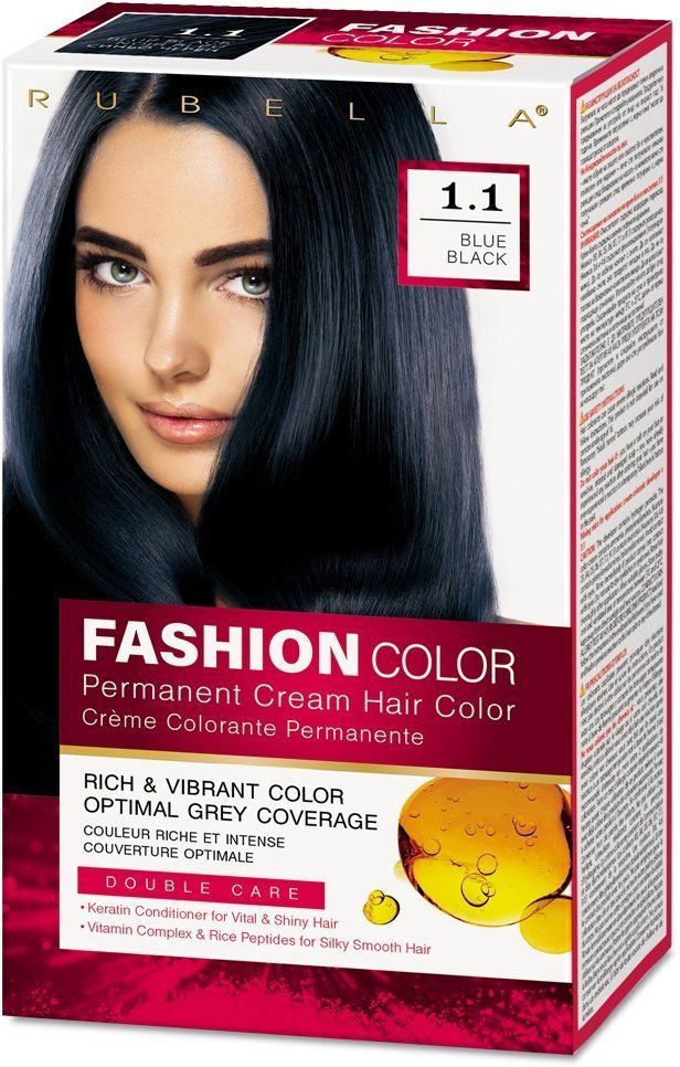 

Стойкая крем-краска для волос Rubella, Fashion Color 1.1 Иссиня-черный, 50 мл, Синий