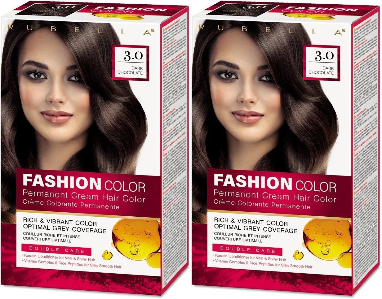 Стойкая крем-краска для волос Rubella, Fashion Color 3.0 Темный шоколад, 50 мл, 2 шт