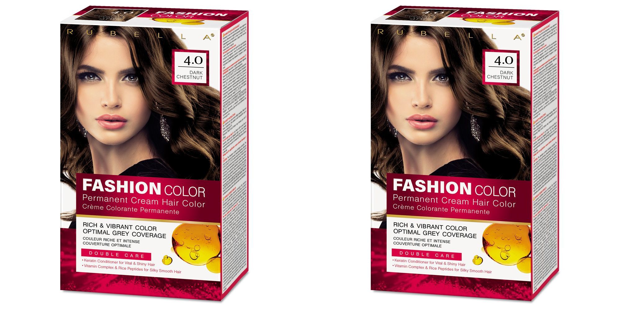 Стойкая крем-краска для волос Rubella, Fashion Color 4.0 Темно-Каштановый, 50 мл, 2 шт