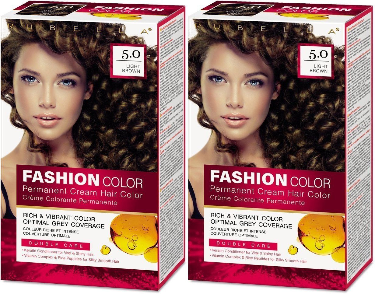 Стойкая крем-краска для волос Rubella, Fashion Color 5.0 Светло-коричневый, 50 мл, 2 шт