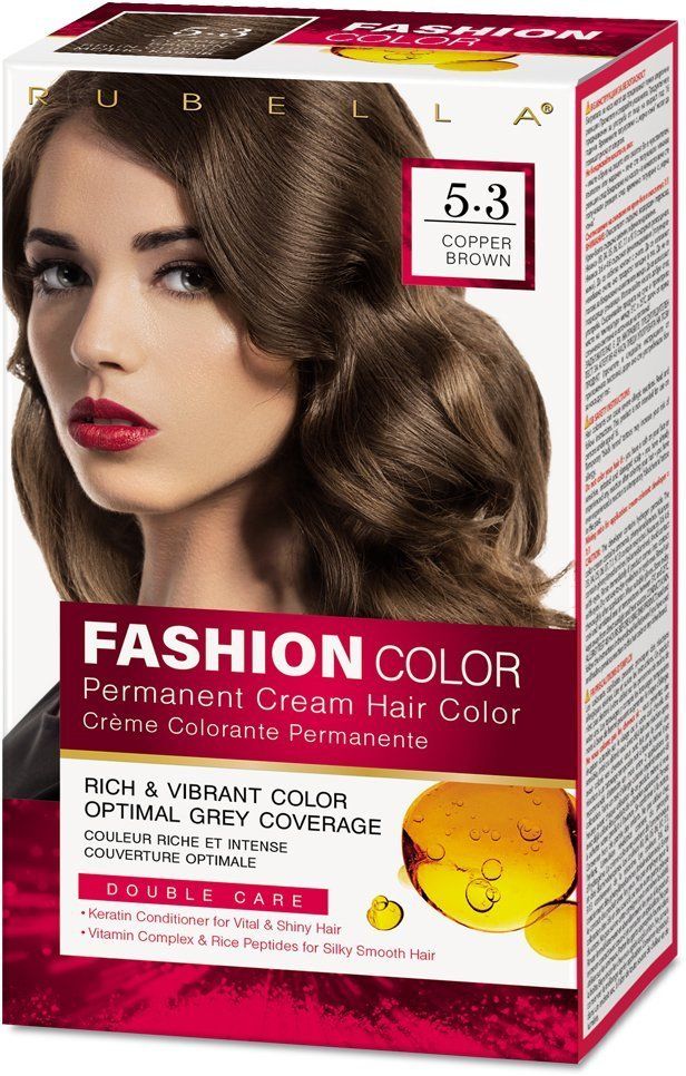 Стойкая крем-краска для волос Rubella, Fashion Color 5.3 Медно-коричневый, 50 мл